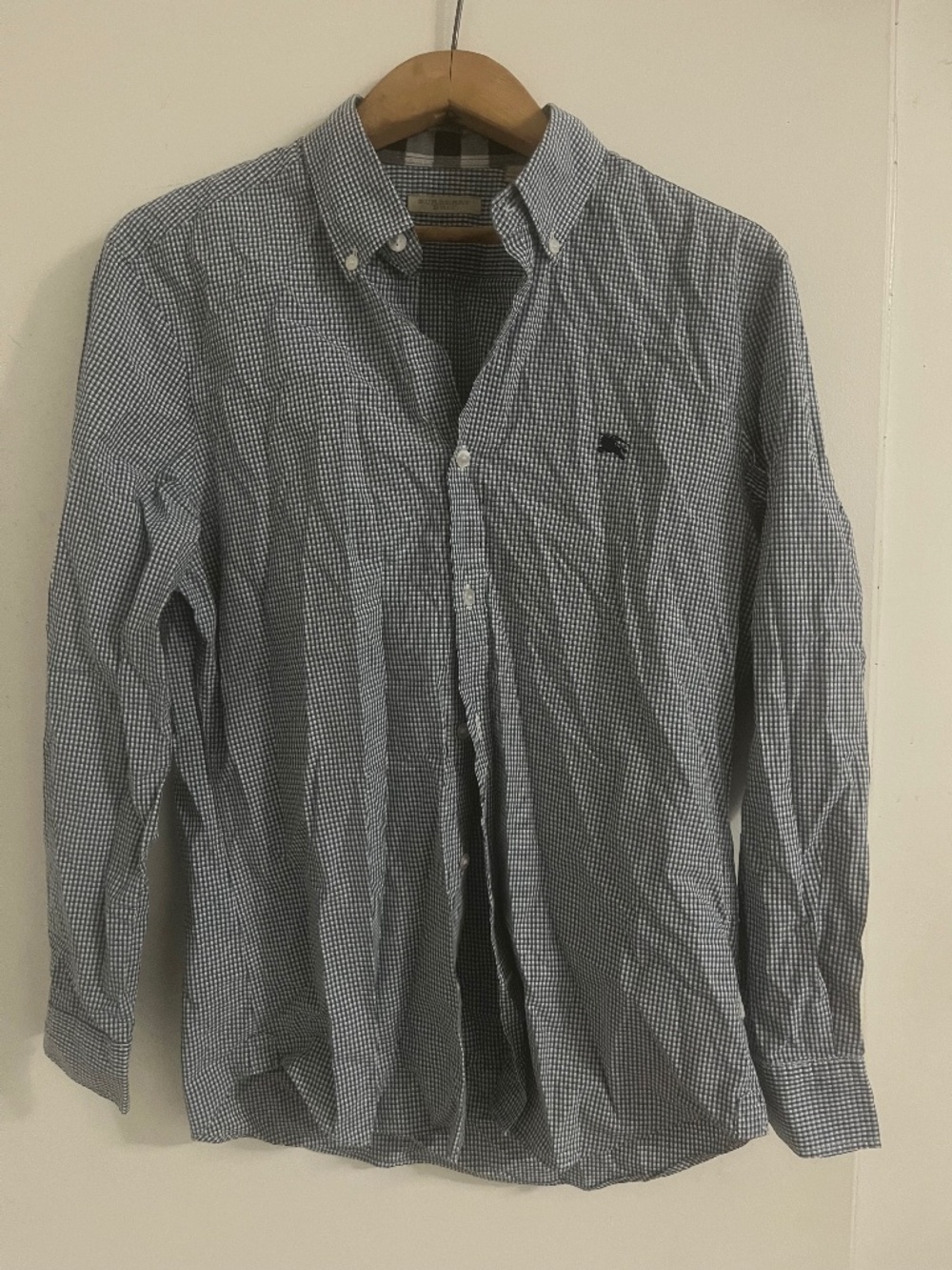 Burberry luxe button up check dress shirt medium